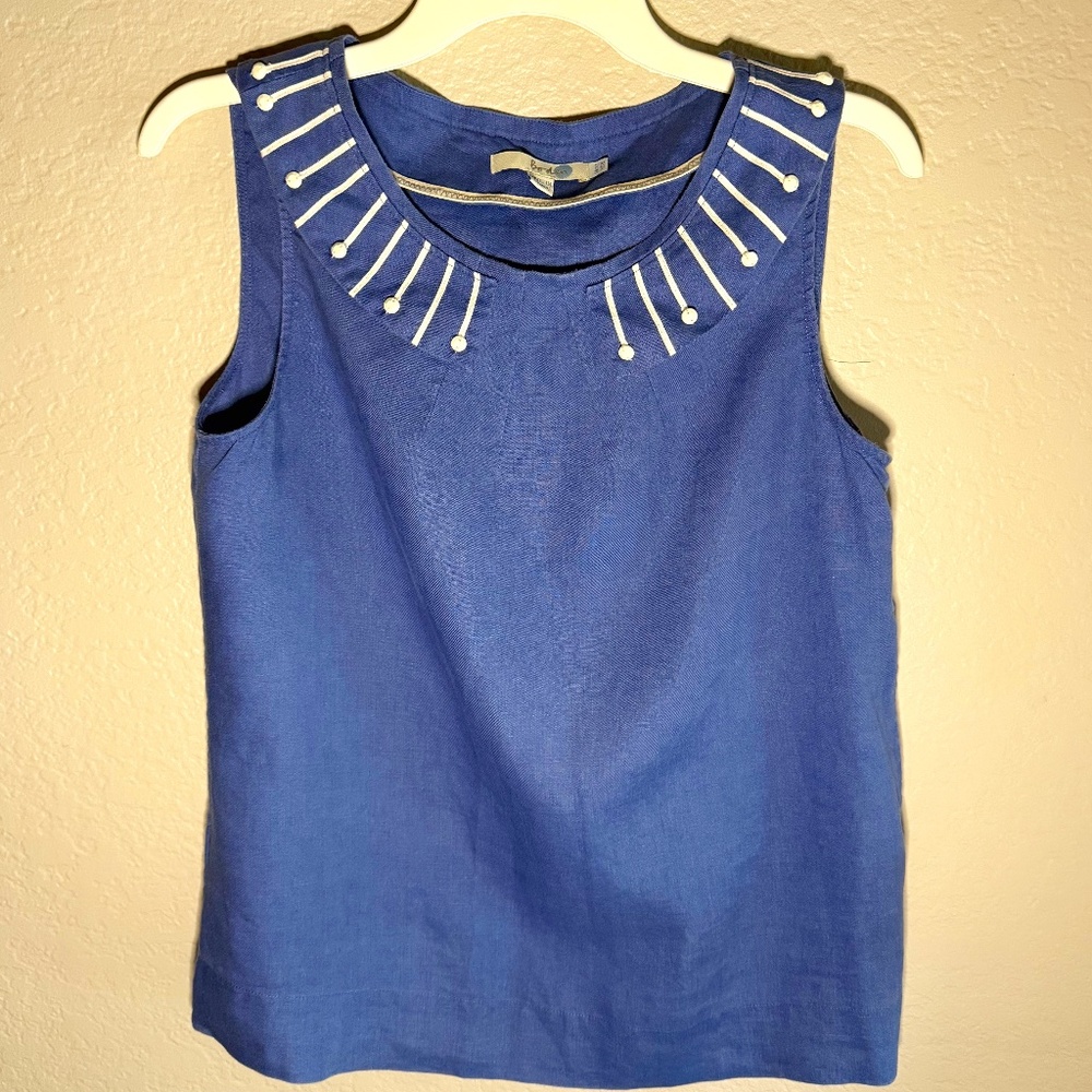 Linen sleeveless detail top